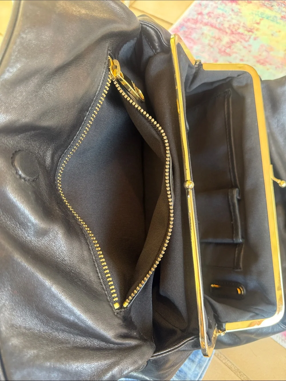 Badgley Mischka Black Quilted Tote with Gold Hardware